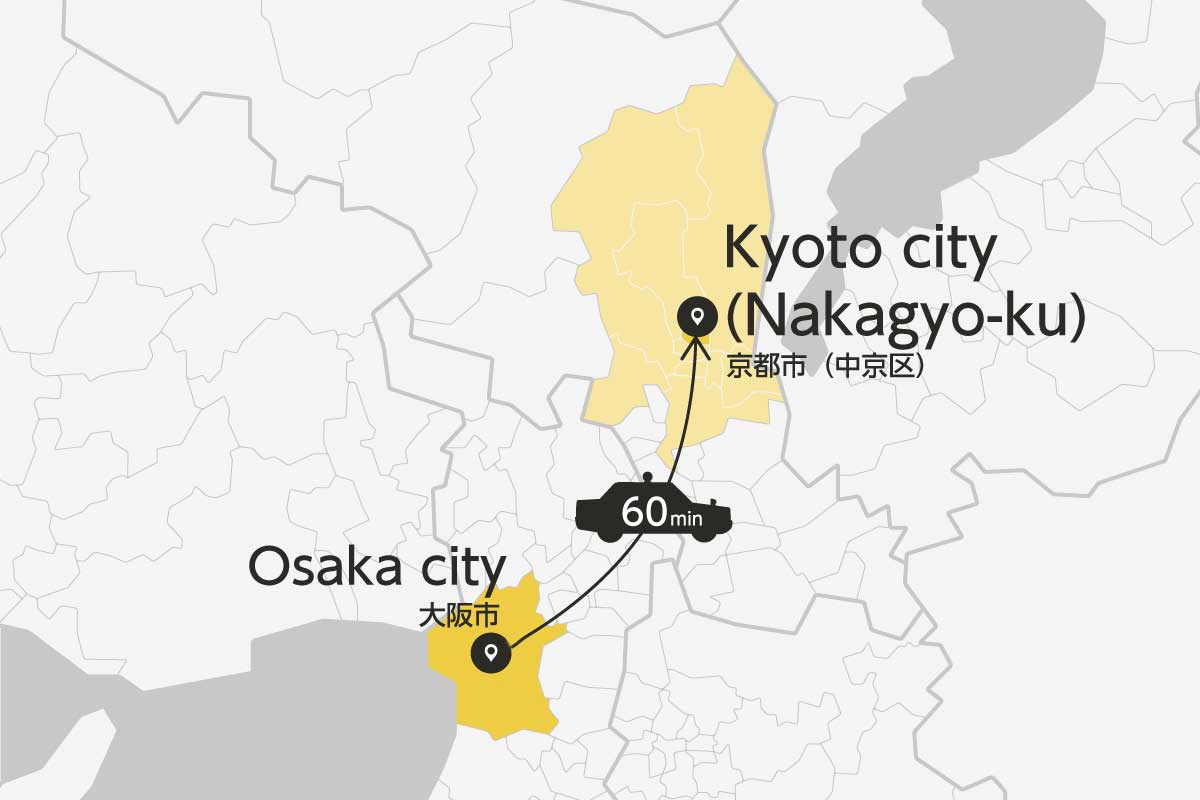 Osaka city from/to Kyoto city